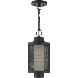 1 Light Textured Black Pendant with Opal White Glass Shade-Lighting LumensPendant Lights