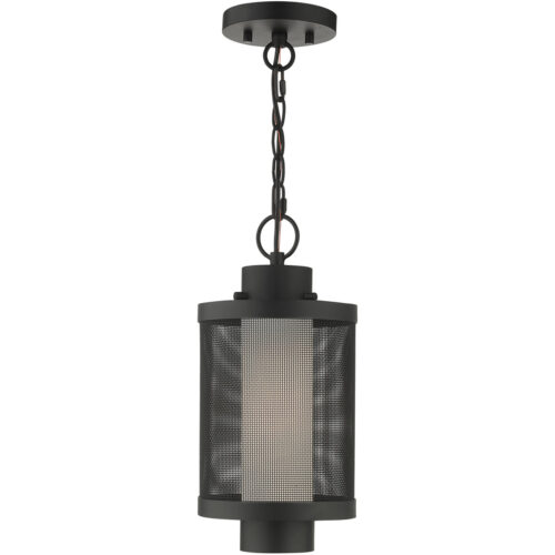 1 Light Textured Black Pendant with Opal White Glass Shade-Lighting LumensPendant Lights