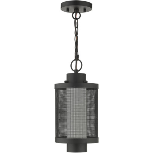 1 Light Textured Black Pendant with Opal White Glass Shade-Lighting LumensPendant Lights