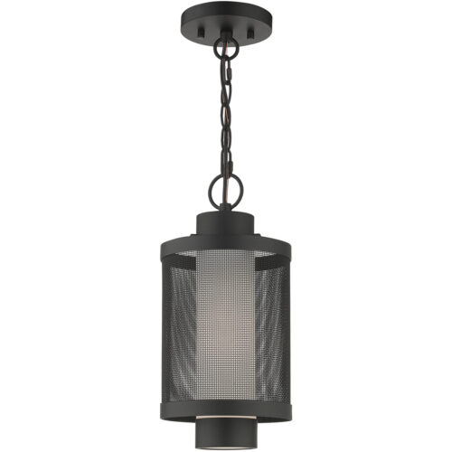 1 Light Textured Black Pendant with Opal White Glass Shade-Lighting LumensPendant Lights