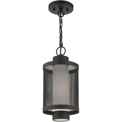 1 Light Textured Black Pendant with Opal White Glass Shade-Lighting LumensPendant Lights