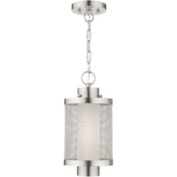 1 Light Brushed Nickel Pendant with Opal White Glass Shade-Lighting LumensPendant Lights