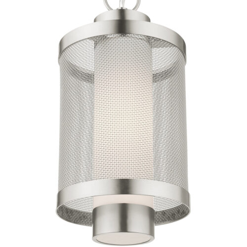 1 Light Brushed Nickel Pendant with Opal White Glass Shade-Lighting LumensPendant Lights