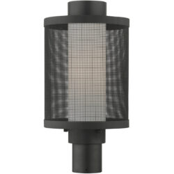 1 Light Texture Black Post Light with Opal White Glass Shade-Lighting LumensOutdoor Wall Lights