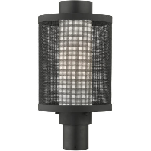 1 Light Texture Black Post Light with Opal White Glass Shade-Lighting LumensOutdoor Wall Lights