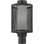 1 Light Texture Black Post Light with Opal White Glass Shade-Lighting LumensOutdoor Wall Lights