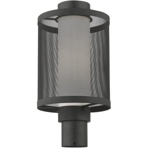 1 Light Texture Black Post Light with Opal White Glass Shade-Lighting LumensOutdoor Wall Lights