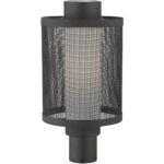 1 Light Texture Black Post Light with Opal White Glass Shade-Lighting LumensOutdoor Wall Lights