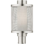 1 Light Brushed Nickel Post Light with Opal White Glass Shade-Lighting LumensOutdoor Wall Lights