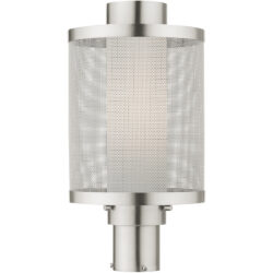 1 Light Brushed Nickel Post Light with Opal White Glass Shade-Lighting LumensOutdoor Wall Lights