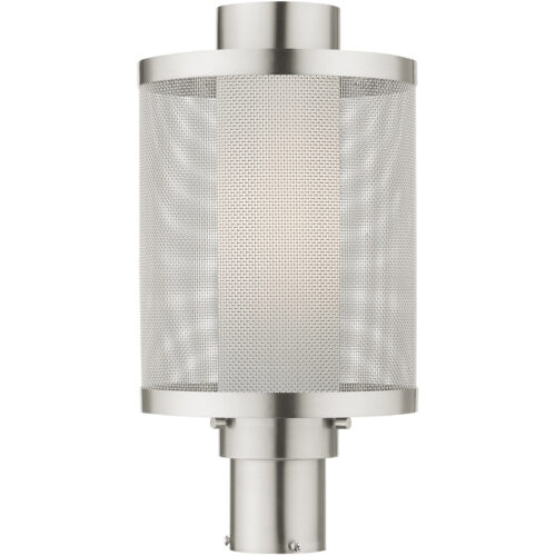 1 Light Brushed Nickel Post Light with Opal White Glass Shade-Lighting LumensOutdoor Wall Lights