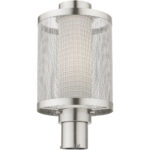 1 Light Brushed Nickel Post Light with Opal White Glass Shade-Lighting LumensOutdoor Wall Lights