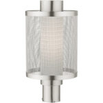 1 Light Brushed Nickel Post Light with Opal White Glass Shade-Lighting LumensOutdoor Wall Lights