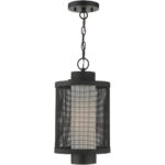 1 Light Textured Black Pendant with Opal White Glass Shade-Lighting LumensPendant Lights