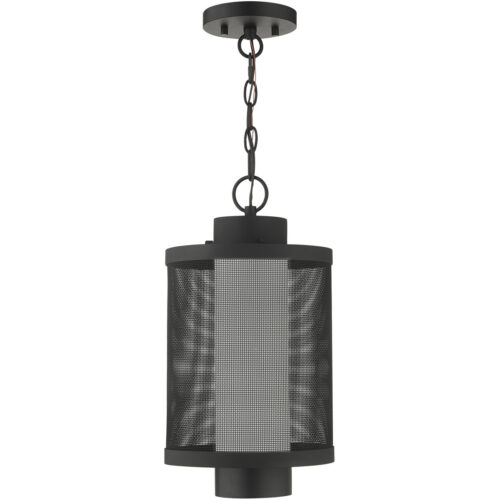 1 Light Textured Black Pendant with Opal White Glass Shade-Lighting LumensPendant Lights