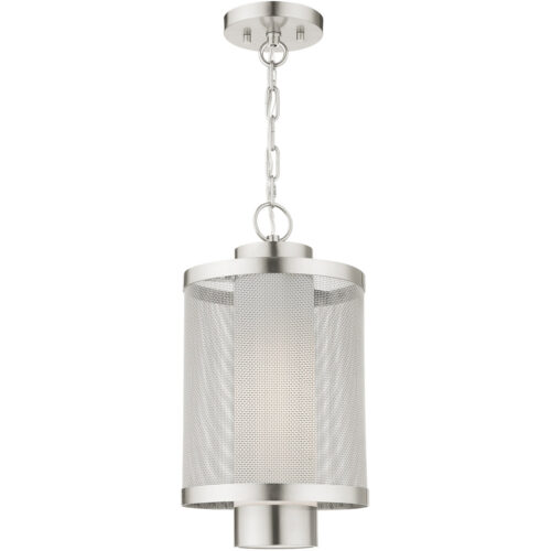 1 Light Brushed Nickel Pendant with Opal White Glass Shade-Lighting LumensPendant Lights