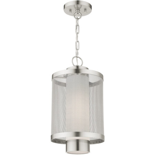 1 Light Brushed Nickel Pendant with Opal White Glass Shade-Lighting LumensPendant Lights