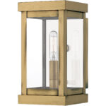 5 inch 1 Light Antique Brass Outdoor Wall Lantern with Clear Glass Shade-Lighting LumensLantern