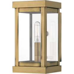 5 inch 1 Light Antique Brass Outdoor Wall Lantern with Clear Glass Shade-Lighting LumensLantern