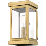 5 inch 1 Light Antique Brass Outdoor Wall Lantern with Clear Glass Shade-Lighting LumensLantern