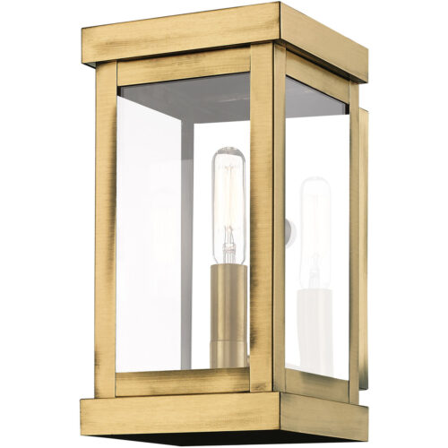 5 inch 1 Light Antique Brass Outdoor Wall Lantern with Clear Glass Shade-Lighting LumensLantern