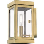 5 inch 1 Light Antique Brass Outdoor Wall Lantern with Clear Glass Shade-Lighting LumensLantern