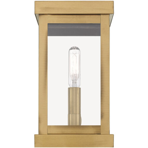 5 inch 1 Light Antique Brass Outdoor Wall Lantern with Clear Glass Shade-Lighting LumensLantern