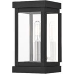 5 inch 1 Light Black Outdoor Wall Lantern with Clear Glass Shade-Lighting LumensLantern