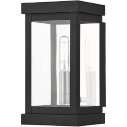 5 inch 1 Light Black Outdoor Wall Lantern with Clear Glass Shade-Lighting LumensLantern