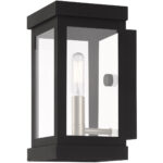 5 inch 1 Light Black Outdoor Wall Lantern with Clear Glass Shade-Lighting LumensLantern