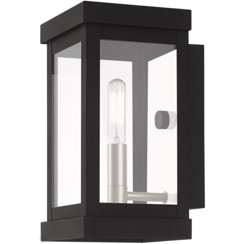 5 inch 1 Light Black Outdoor Wall Lantern with Clear Glass Shade-Lighting LumensLantern