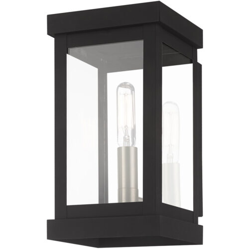 5 inch 1 Light Black Outdoor Wall Lantern with Clear Glass Shade-Lighting LumensLantern