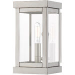 5 inch 1 Light Brushed Nickel Outdoor Wall Lantern with Clear Glass Shade-Lighting LumensLantern