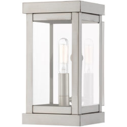 5 inch 1 Light Brushed Nickel Outdoor Wall Lantern with Clear Glass Shade-Lighting LumensLantern