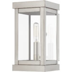 5 inch 1 Light Brushed Nickel Outdoor Wall Lantern with Clear Glass Shade-Lighting LumensLantern