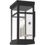 7.5 inch 2 Light Black Outdoor Wall Lantern with Clear Glass Shade-Lighting LumensLantern