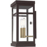 7.5 inch 2 Light Bronze Outdoor Wall Lantern with Clear Glass Shade-Lighting LumensLantern