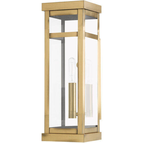 5 inch 1 Light Antique Brass Outdoor Wall Lantern with Clear Glass Shade-Lighting LumensLantern