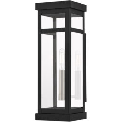 5 inch 1 Light Black Outdoor Wall Lantern with Clear Glass Shade-Lighting LumensLantern