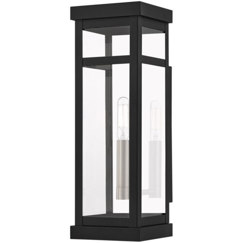 5 inch 1 Light Black Outdoor Wall Lantern with Clear Glass Shade-Lighting LumensLantern