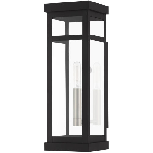 5 inch 1 Light Black Outdoor Wall Lantern with Clear Glass Shade-Lighting LumensLantern