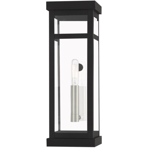 5 inch 1 Light Black Outdoor Wall Lantern with Clear Glass Shade-Lighting LumensLantern