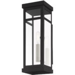 5 inch 1 Light Black Outdoor Wall Lantern with Clear Glass Shade-Lighting LumensLantern