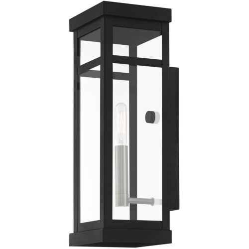 5 inch 1 Light Black Outdoor Wall Lantern with Clear Glass Shade-Lighting LumensLantern