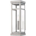 5 inch 1 Light Brushed Nickel Outdoor Wall Lantern with Clear Glass Shade-Lighting LumensLantern