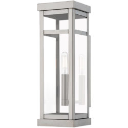 5 inch 1 Light Brushed Nickel Outdoor Wall Lantern with Clear Glass Shade-Lighting LumensLantern