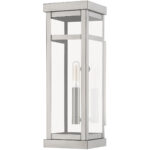 5 inch 1 Light Brushed Nickel Outdoor Wall Lantern with Clear Glass Shade-Lighting LumensLantern