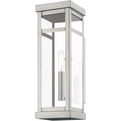 5 inch 1 Light Brushed Nickel Outdoor Wall Lantern with Clear Glass Shade-Lighting LumensLantern