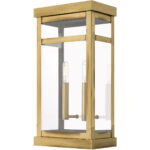 9.25 inch 2 Light Antique Brass Outdoor Wall Lantern with Clear Glass Shade-Lighting LumensLantern