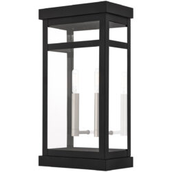 9.25 inch 2 Light Black Outdoor Wall Lantern with Clear Glass Shade-Lighting LumensLantern